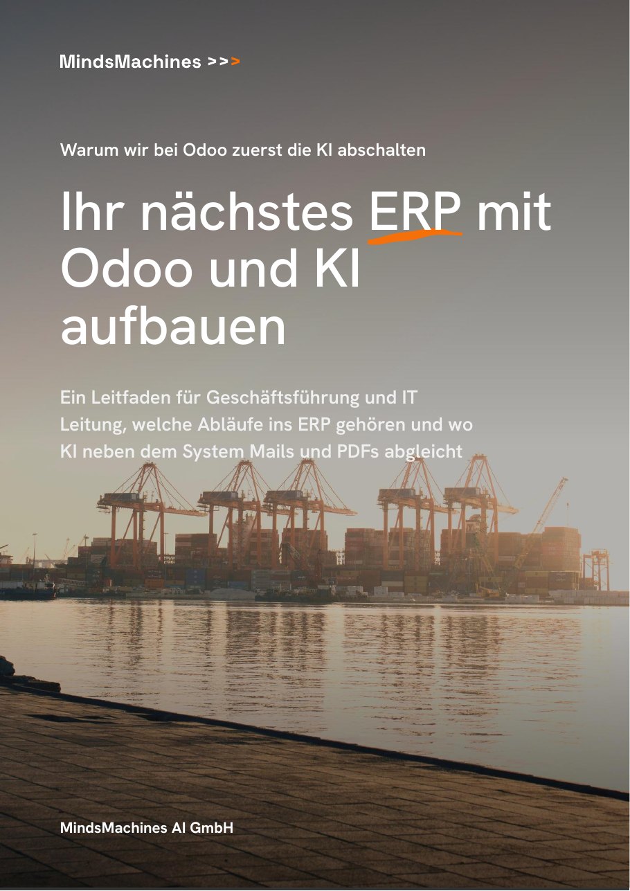 Titelseite des Leitfadens „Ihr nächstes ERP mit Odoo und KI aufbauen“